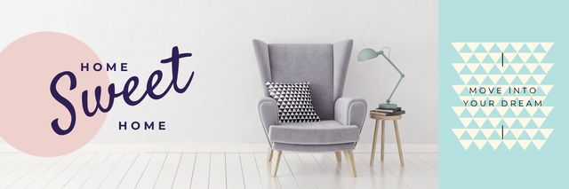 Dream Home with Cozy Interior Armchair Twitter tervezősablon