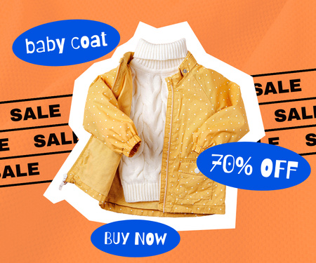 Fashion Ad with Stylish Baby Coat Large Rectangle Design Template