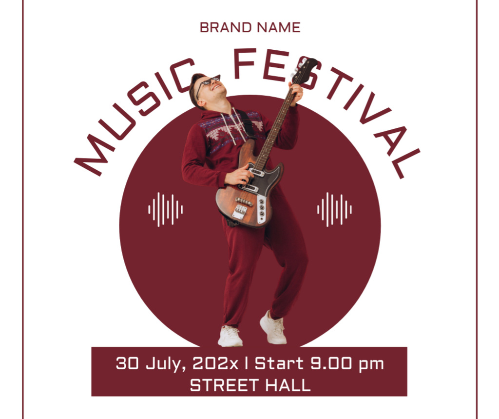 Template di design Music Festival Announcement with Young Guitarist Facebook