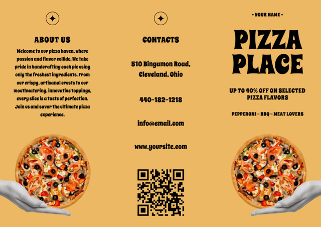 Menu Discount Offer at Pizza Place Brochure – шаблон для дизайна