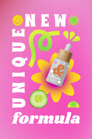 Skincare Offer with Cosmetic Oil Bottle Pinterest tervezősablon