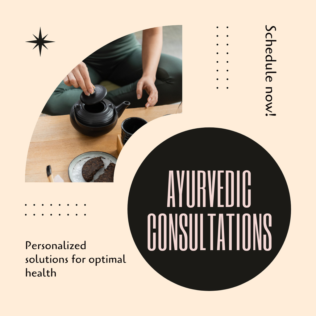 Ontwerpsjabloon van LinkedIn post van Sufficient Ayurvedic Consultations For Optimal Healing