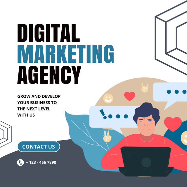 Modèle de visuel Reliable Services Offered by Digital Marketing Agency In White - Instagram