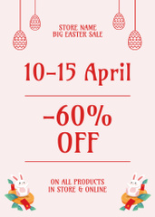 Easter Sale Announcement with Easter Eggs and Bunny