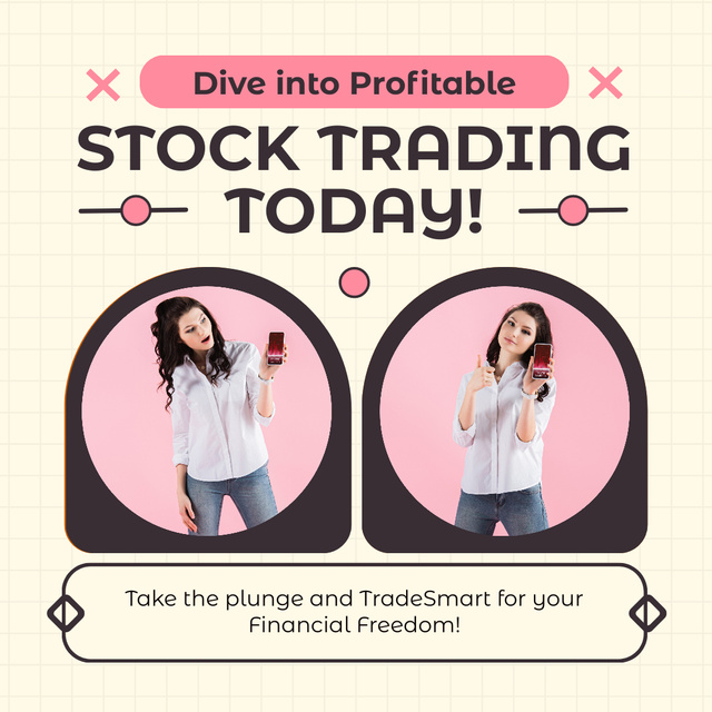 Offering Smart Stock Trading to Achieve Financial Freedom Instagram Modelo de Design