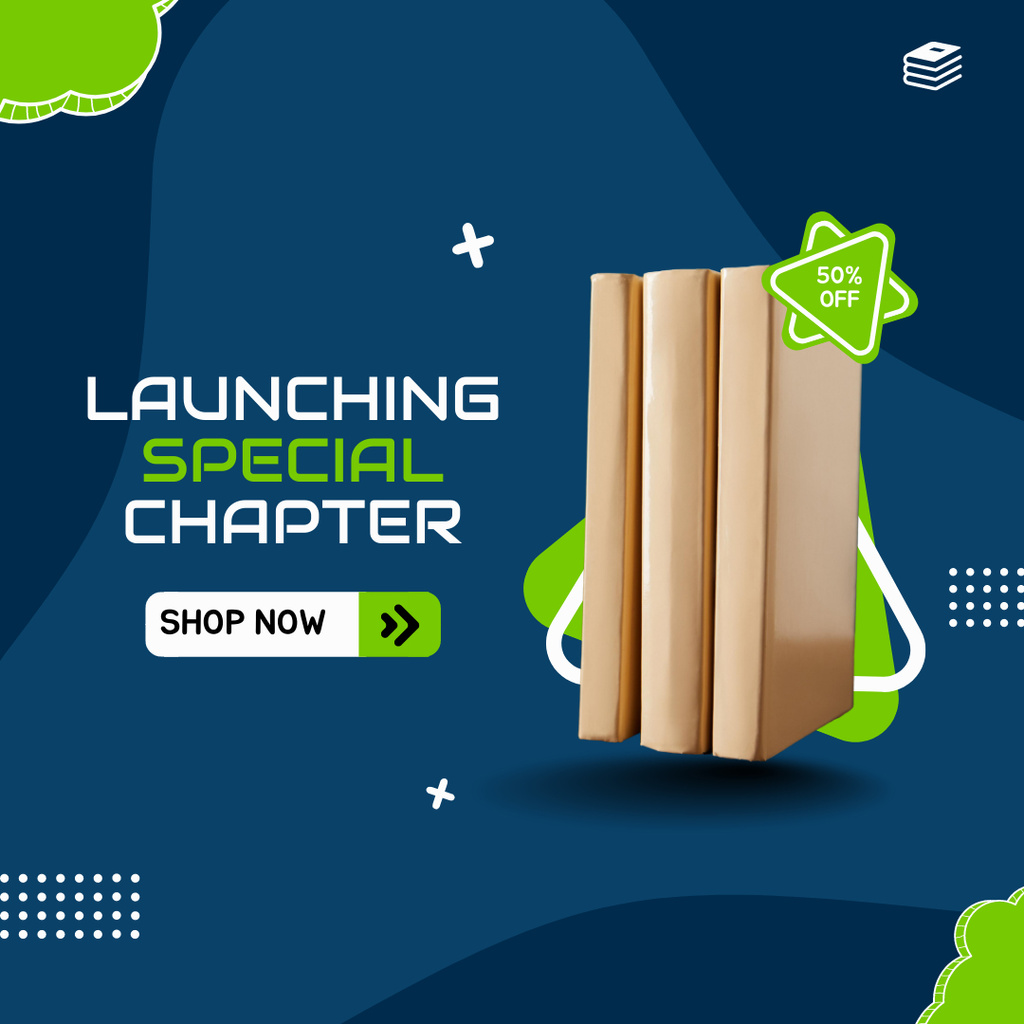 Special Book Sales in Green and Navy Instagram Design Template