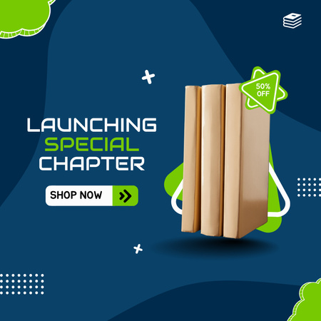 Special Book Sales in Green and Navy Instagram – шаблон для дизайна