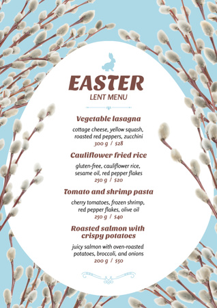 Easter Meals Offer with Tender Pussy Willow Twigs Menu Design Template