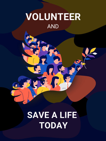 Ontwerpsjabloon van Poster US van Motivatie van vrijwilligerswerk tijdens oorlog in Oekraïne