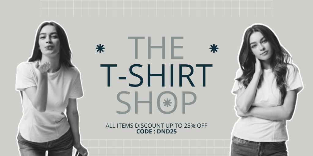 Ontwerpsjabloon van Twitter van Advertisement for Women's T-shirt Shop