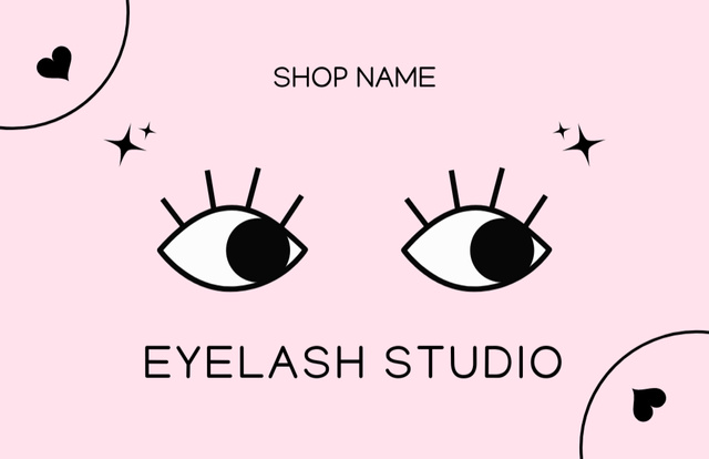 Eyelash Studio Ad with Female Eyes Illustration Business Card 85x55mm tervezősablon
