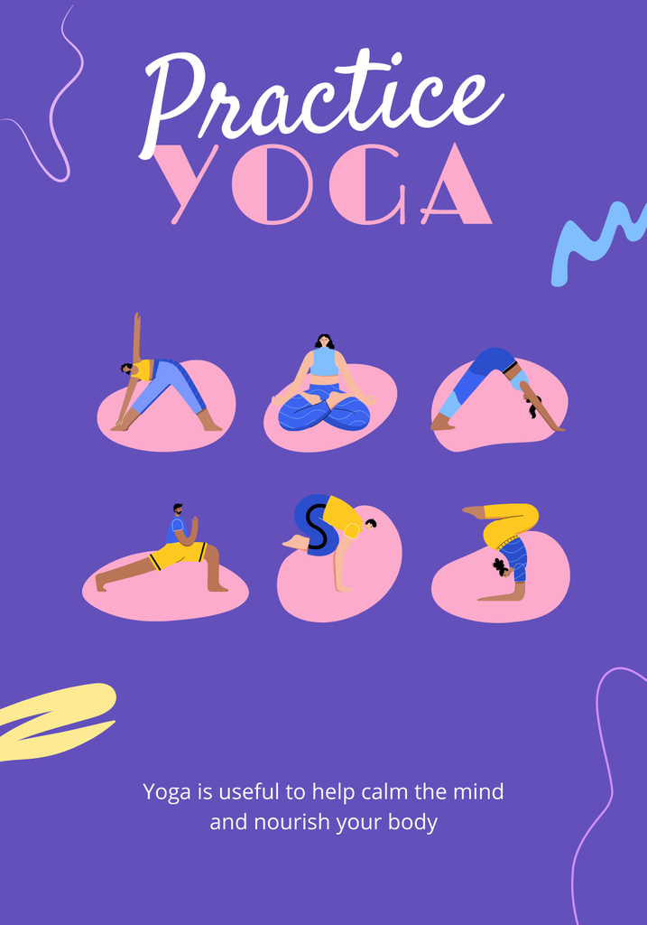 Yoga Practice Promotion With Slogan Poster 28x40in Tasarım Şablonu