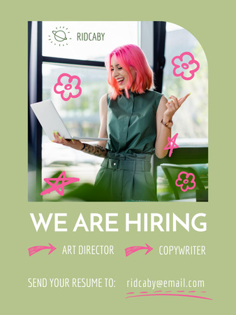 Designvorlage Anzeige zur Suche nach erfahrenen Spezialisten für Texter und Art Director für Poster US