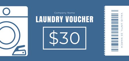 Laundry Service Voucher Offer with Barcode in Blue Coupon Din Large Πρότυπο σχεδίασης