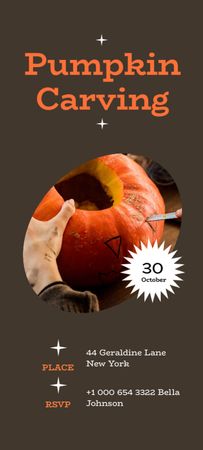 Halloween Pumpkin Carving Announcement Invitation 9.5x21cm Design Template