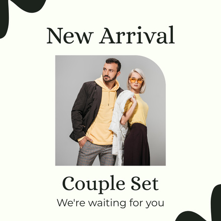 Fashion Collection Ad with Stylish Couple Instagram Design Template