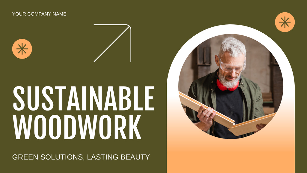 Sustainable Woodwork Project Stages Presentation Wide – шаблон для дизайну