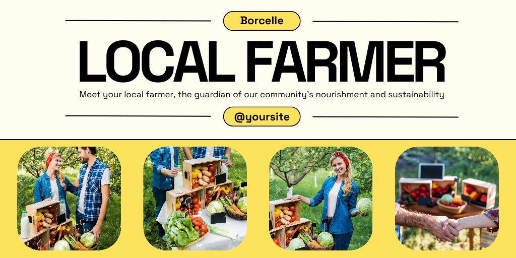 Collage with Photos from Local Farmer's Market Twitter Tasarım Şablonu