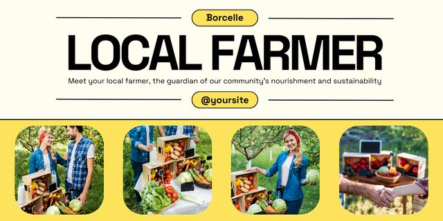 Collage with Photos from Local Farmer's Market Twitter Tasarım Şablonu