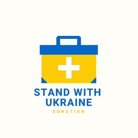 Stand with Ukraine and Motivation of Donation Logo Design Template