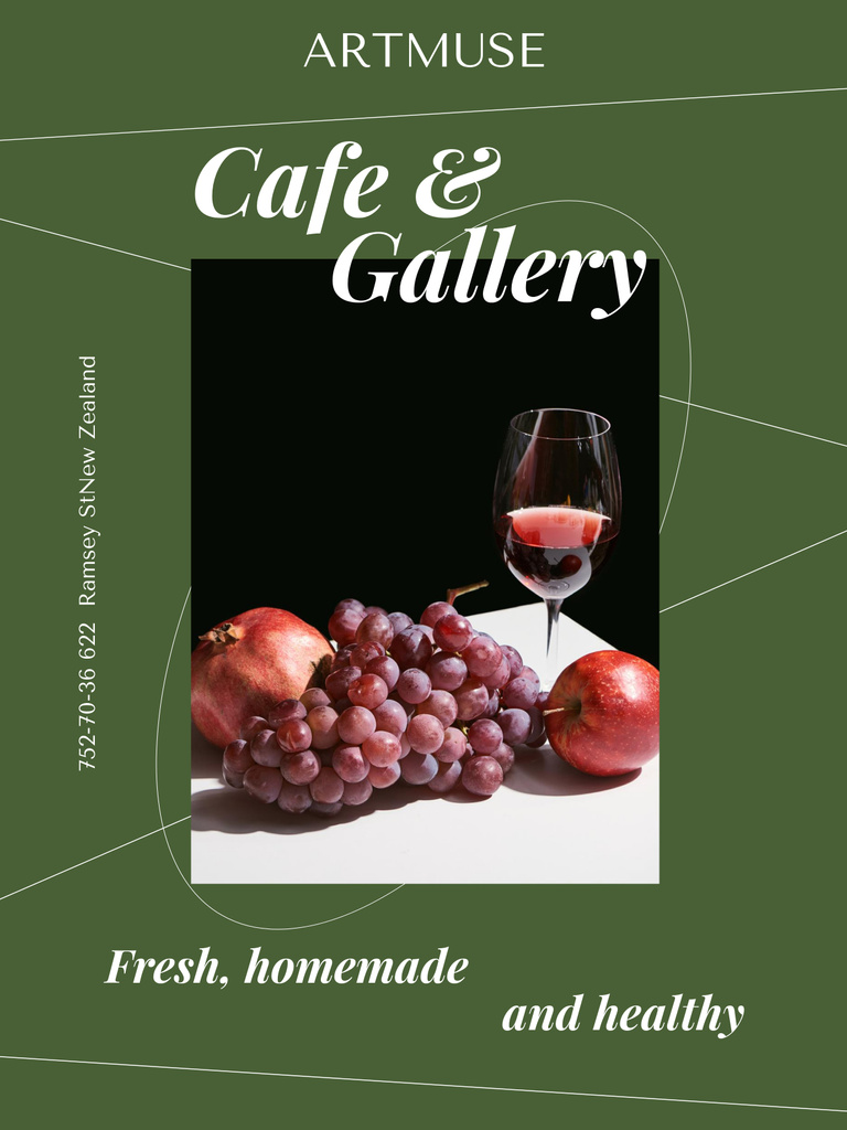 Exquisite Cafe and Art Gallery Reception Poster 36x48in Πρότυπο σχεδίασης