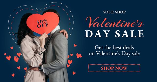 Exquisite Sale Offer Due Valentine's Day Facebook AD Design Template
