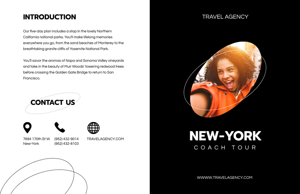 Captivating Travelling Coach Tour Ad In Black Brochure 11x17in Bi-fold Šablona návrhu