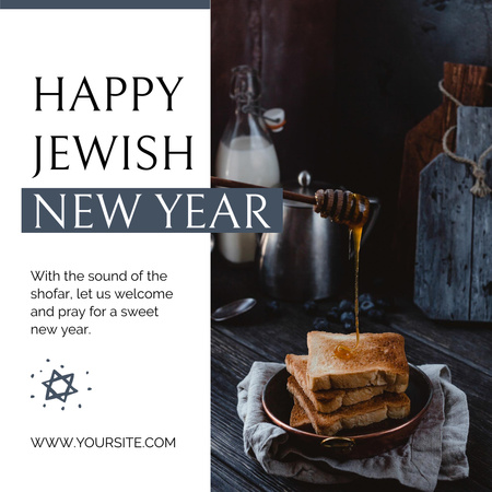 Rosh Hashanah Wishes with Honey Toasts Instagram Design Template