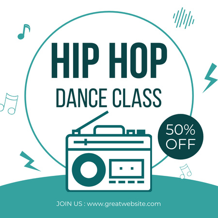 Anúncio de aula de dança Hip Hop com desconto Instagram Modelo de Design