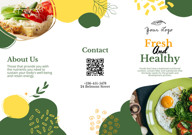 Groceries With Healthy Dishes Promotion Brochure Design Template