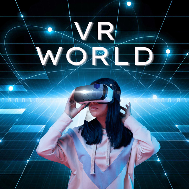 Virtual Reality Glasses For Virtual World Promotion Instagram Tasarım Şablonu