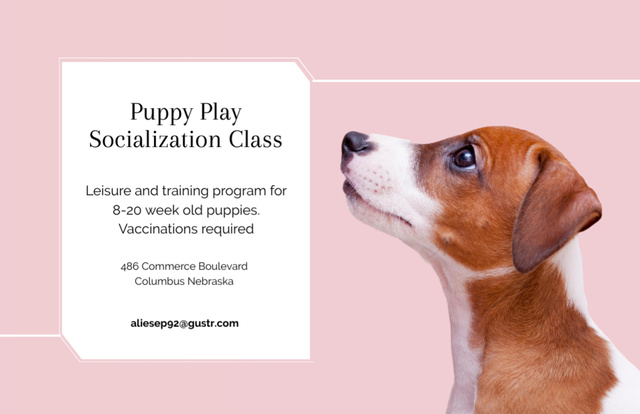 Ontwerpsjabloon van Thank You Card 5.5x8.5in van Puppy Play and Socialization Class Ad