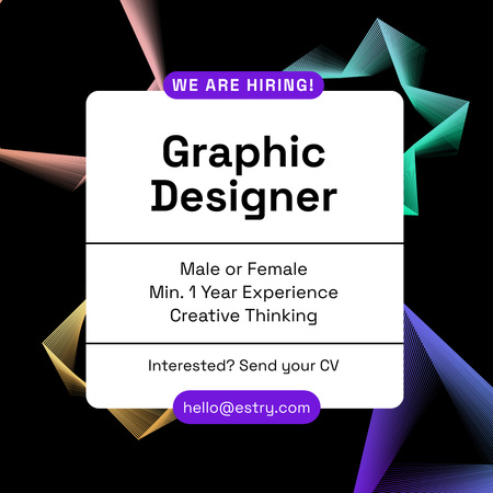 Designvorlage wir stellen einen grafikdesigner ein für Instagram