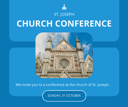 Church Conference Announcement with Beautiful Cathedral Facebook tervezősablon