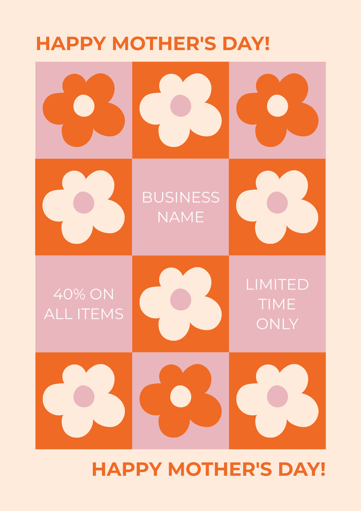 Ontwerpsjabloon van Poster van Mother's Day Greeting with Pattern of Flowers
