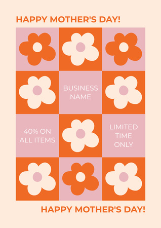 Kukkakuvioinen äitienpäivätervehdys Poster Design Template