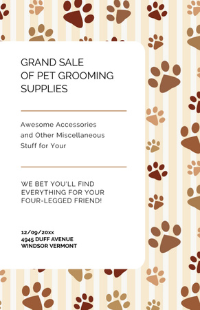 Pet Grooming Supplies Sale with animals icons Invitation 5.5x8.5in Design Template