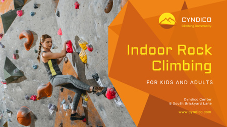 Climbing Park Ad with Climber on a Wall Presentation Wide Design Template