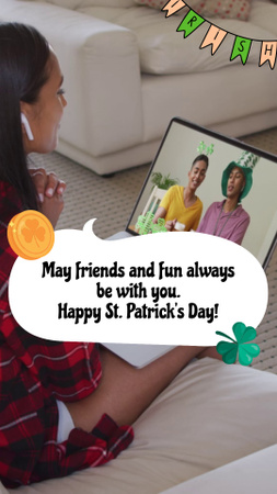 Ontwerpsjabloon van TikTok Video van Patrick's Day Wensen en vrienden die samen vieren
