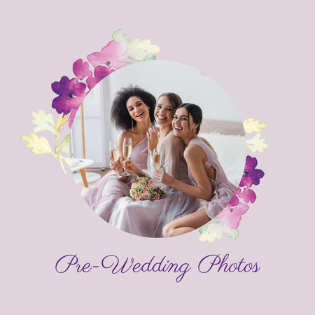 Pre-Wedding Photos with Cute Bridesmaids Photo Book Design Template