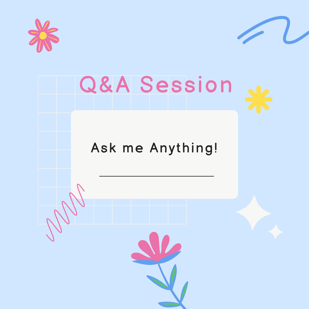 Plantilla de diseño de Questions and Answers in Social Networks on Any Topic With Doodles Instagram 