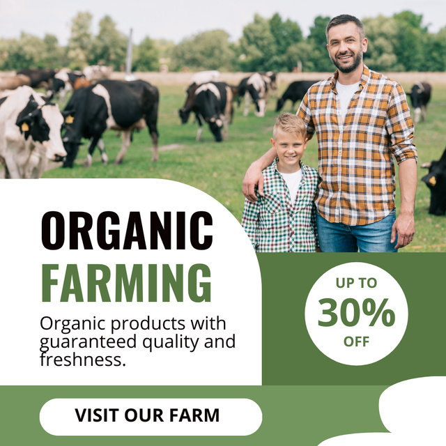 Platilla de diseño Discount on Organic Cow Farm Products Instagram