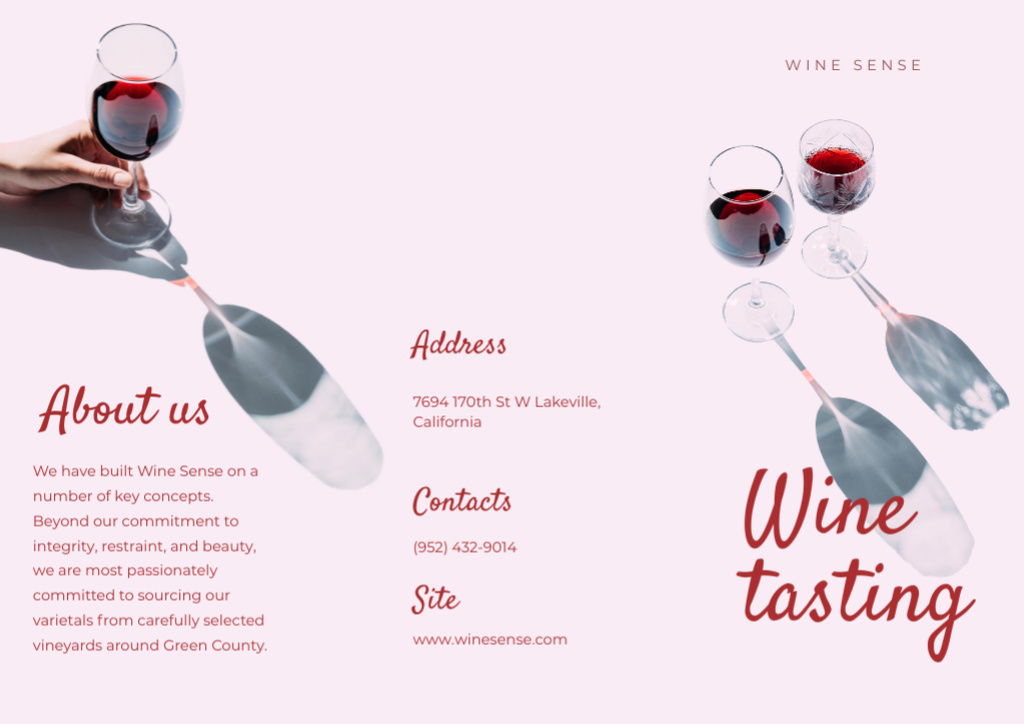 Wine Tasting with Wineglasses with Drink Brochure Din Large Z-fold Design Template