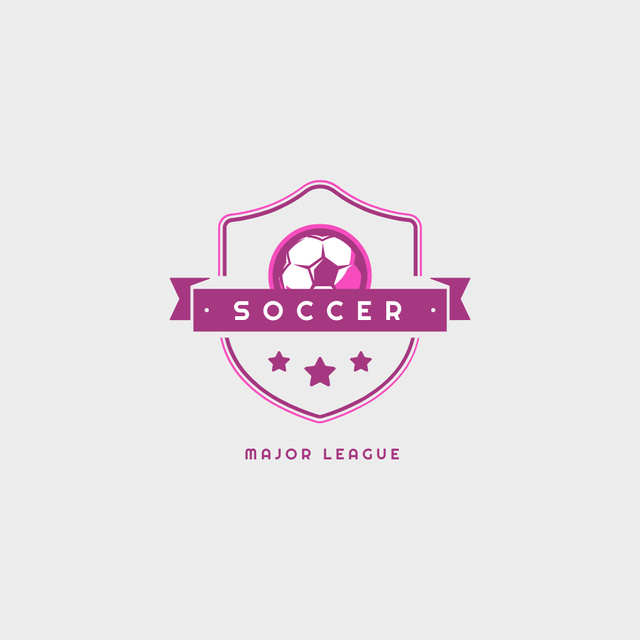 Football Sport Club Emblem with Pink Ball Logo Design Template