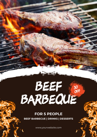 Designvorlage Rindfleisch-Barbecue-Angebot für Poster