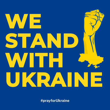 Hand of Power with Appeal to Stand for Ukraine Instagram Design Template
