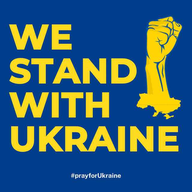 Hand of Power with Appeal to Stand for Ukraine Instagram tervezősablon