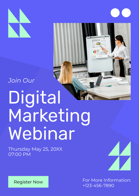 Plantilla de diseño de Efficient Digital Marketing Webinar Announcement Poster 