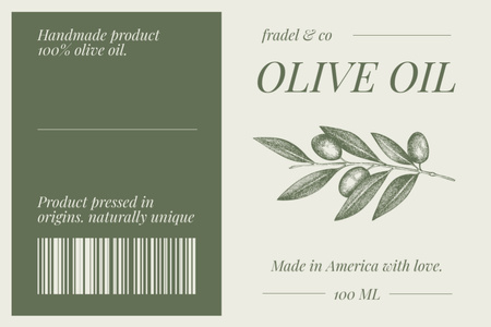 Template di design Olio d'oliva naturale fatto a mano Label