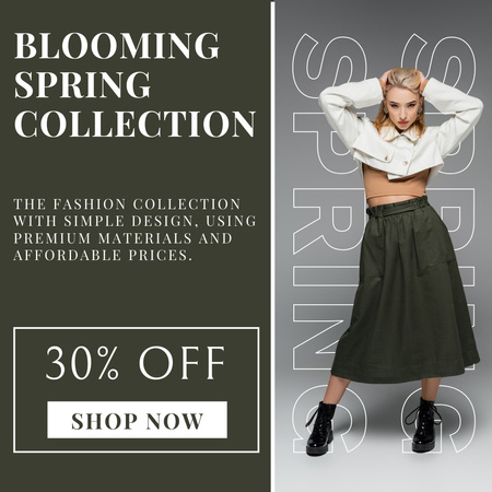 Spring Sale Offer with Beautiful Blonde Instagram AD Design Template